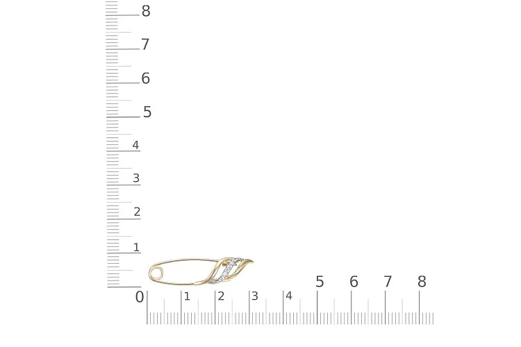 Булавка из жёлтого золота с 6 фианитами