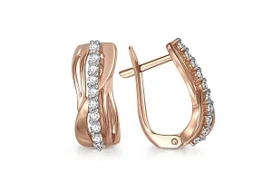 Серьги из красного золота с 20 фианитами