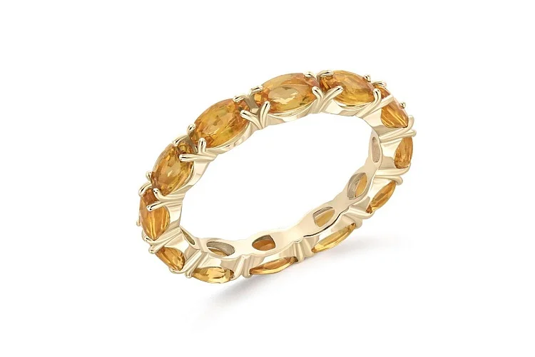 Кольцо Дорожка из жёлтого золота с 12 сапфирами