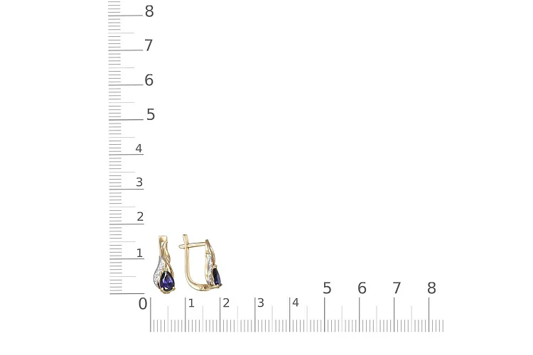 Серьги из жёлтого золота с 2 сапфирами и 6 бриллиантами