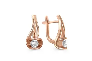 Серьги из красного золота с 2 фианитами