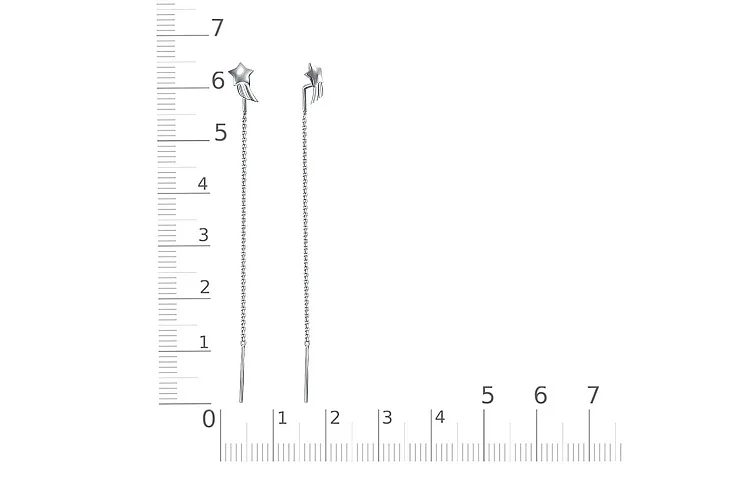 Серьги-продёвки Звезды из белого золота без вставок