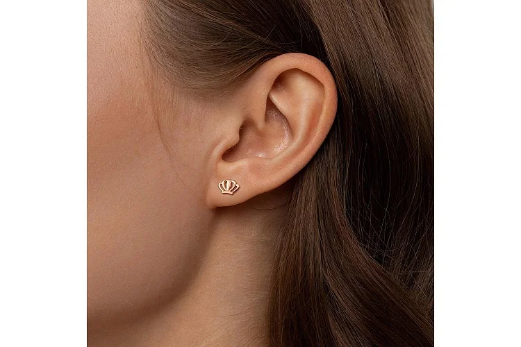 Серьги-пусеты Короны из красного золота без вставок