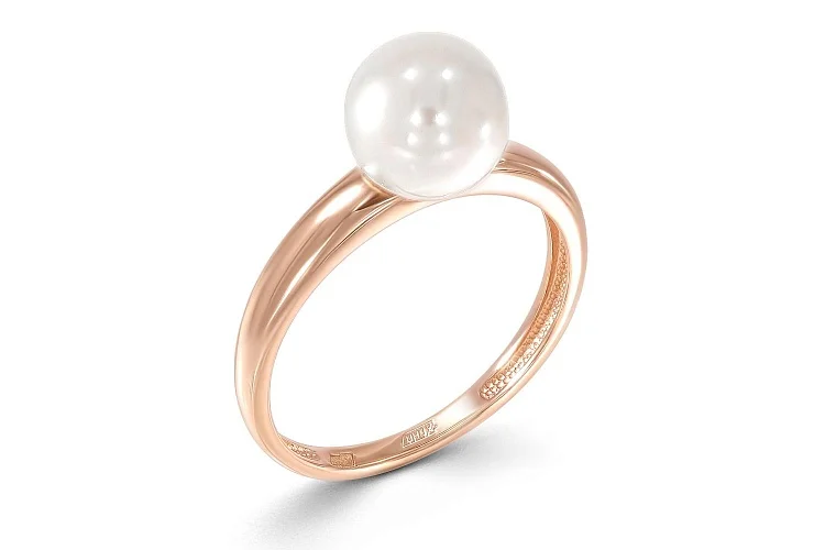 Кольцо из красного золота с жемчугом
