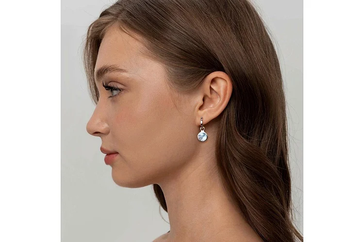 Подвеска серёг-трансформеров из белого золота с топазом sky