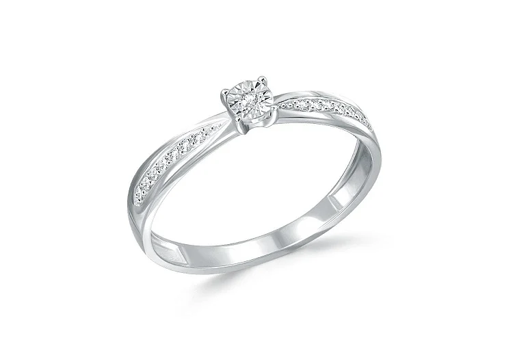 Кольцо из белого золота с 15 бриллиантами