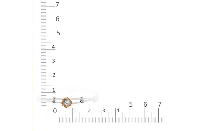 Браслет Цветок из красного золота с 21 фианитами