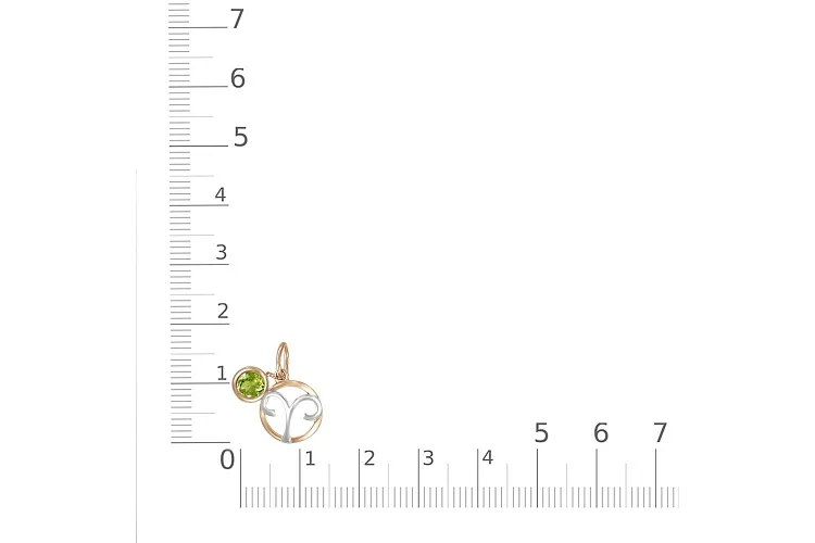 Подвеска Овен из красного золота с хризолитом