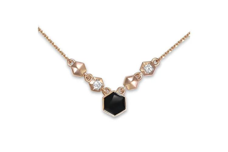 Колье из красного золота с 2 фианитами
