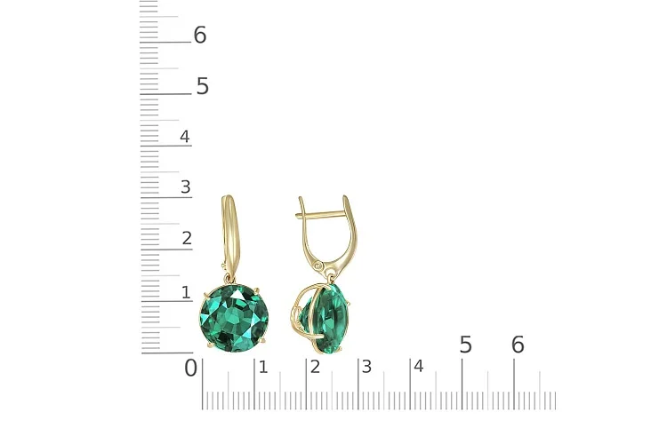 Серьги из жёлтого золота с 2 кварцами