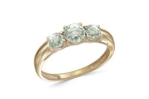 Кольцо из жёлтого золота с 3 аметистами