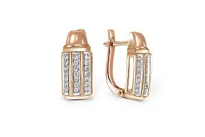 Серьги из красного золота с 42 фианитами
