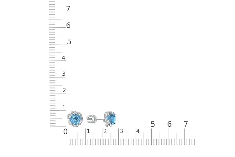Серьги-пусеты из белого золота с 2 топазами swiss