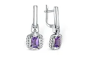 Серьги из белого золота с 2 аметистами