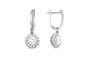 Серьги из белого золота с 26 фианитами