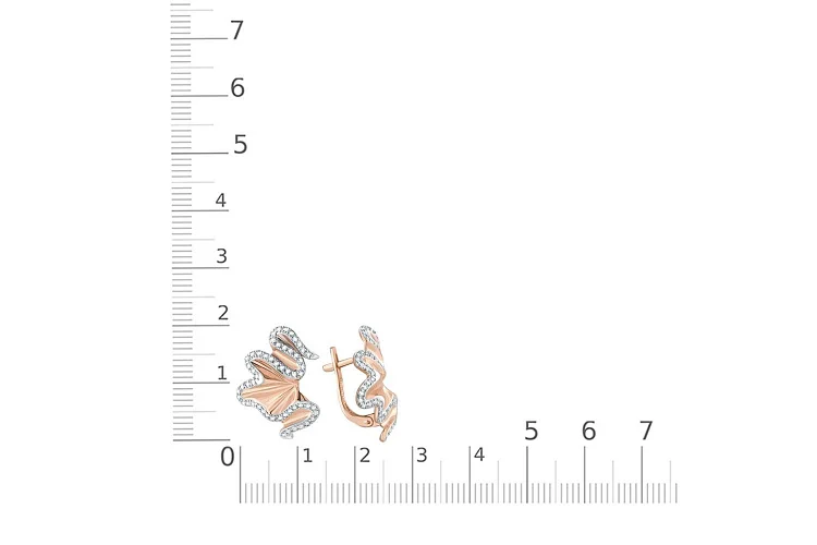 Серьги из красного золота с 108 фианитами