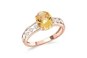 Кольцо из красного золота с цитрином и 6 фианитами