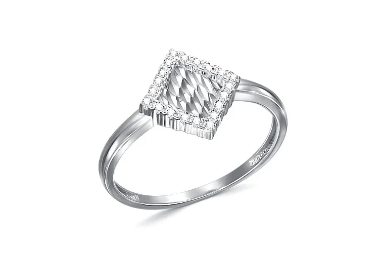 Кольцо из белого золота с 20 фианитами