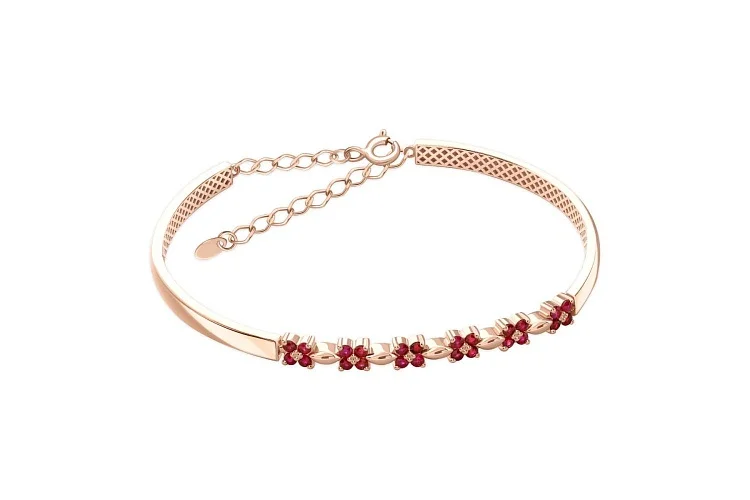 Браслет Цветок из красного золота с 24 рубинами