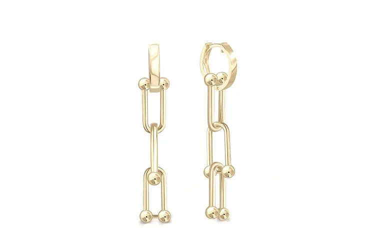 Серьги-трансформеры из жёлтого золота без вставок
