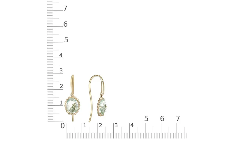 Серьги из жёлтого золота с 2 аметистами