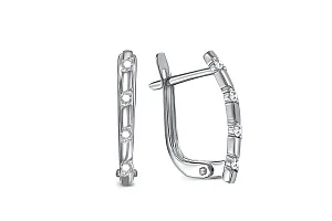 Серьги Дорожки из белого золота с 8 фианитами