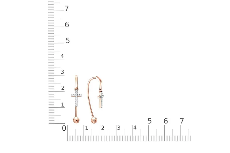 Серьги Кресты из красного золота с 24 бриллиантами
