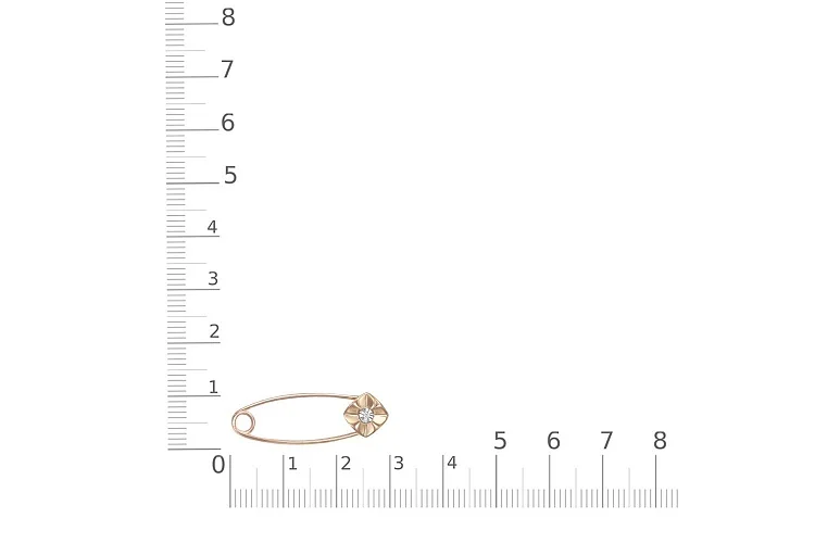 Булавка с шайбой Цветок из красного золота с бриллиантом