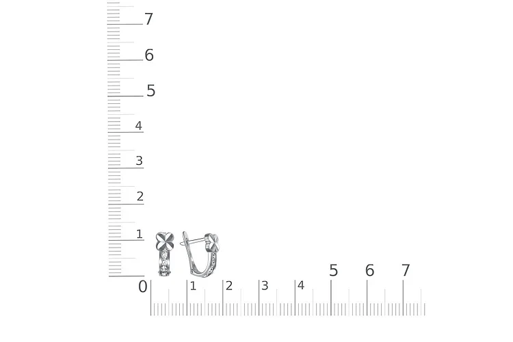 Серьги детские Цветы из белого золота с 8 фианитами