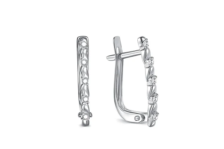 Серьги Дорожки из белого золота с 10 фианитами