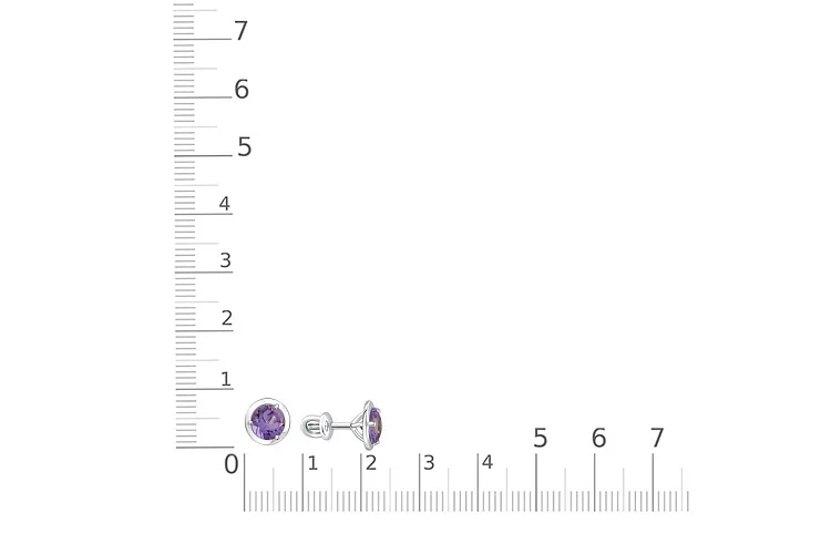 Серьги-пусеты из белого золота с 2 аметистами