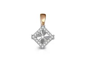 Подвеска Квадрат из красного золота с 21 бриллиантами