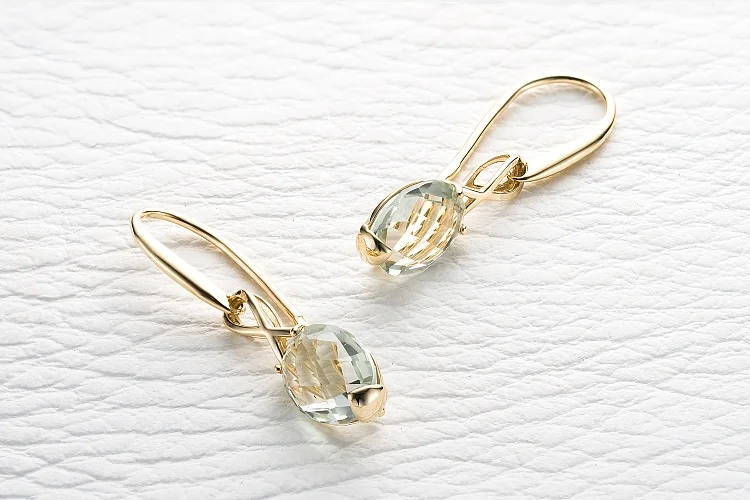 Серьги из жёлтого золота с 2 аметистами