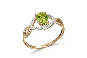 Кольцо из жёлтого золота с 23 хризолитами