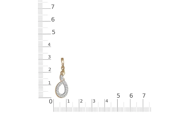 Подвеска Змея из жёлтого золота с 48 фианитами