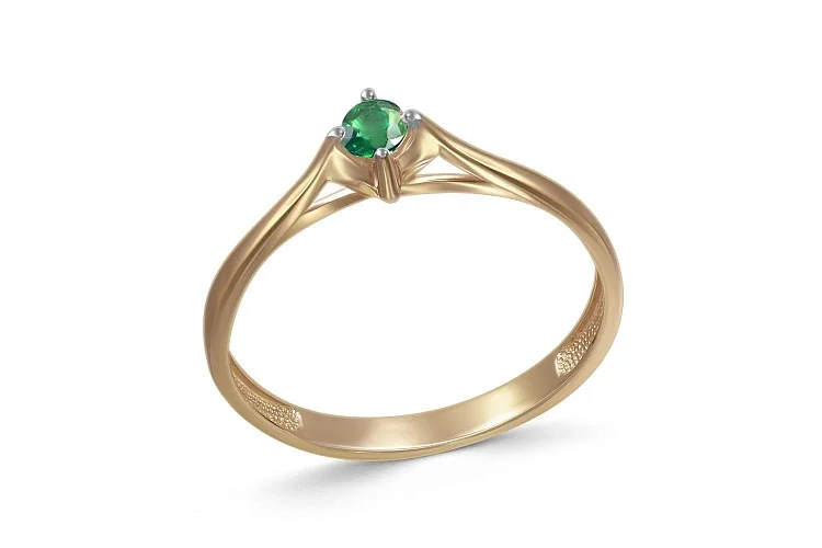 Кольцо из жёлтого золота с изумрудом