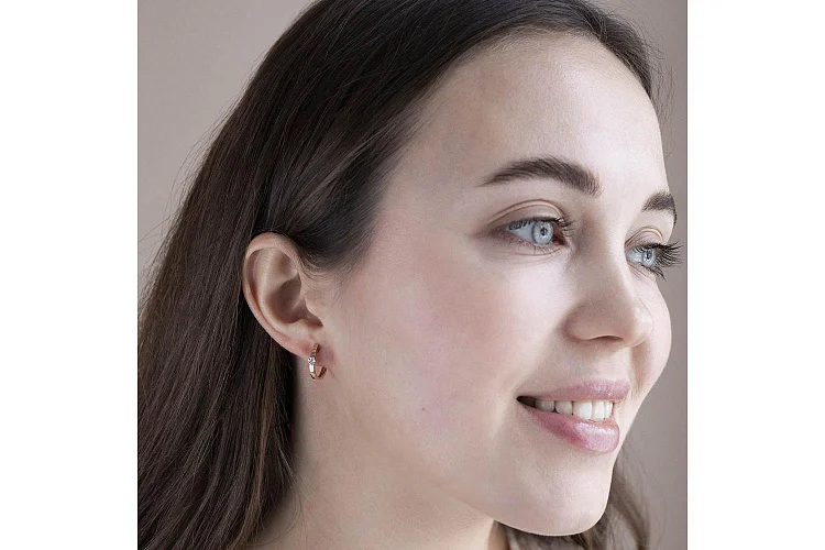 Серьги Малинки из красного золота с 14 бриллиантами