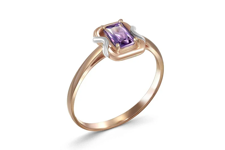 Кольцо из красного золота с аметистом