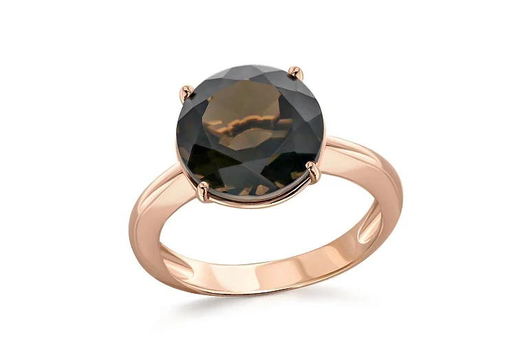 Кольцо из красного золота с раухтопазом