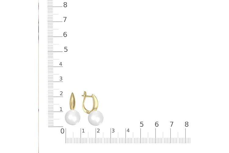 Серьги из жёлтого золота с 2 жемчужинами