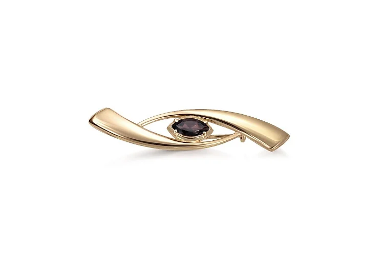 Брошь из жёлтого золота с раухтопазом