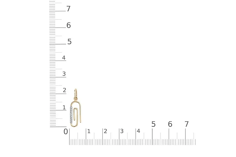 Подвеска Скрепка из жёлтого золота с 8 фианитами