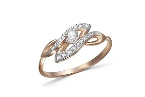 Кольцо из красного золота с 15 фианитами