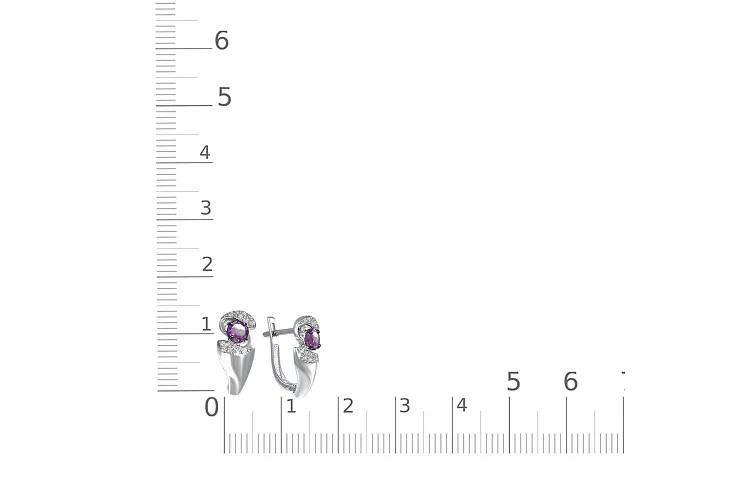 Серьги из белого золота с 2 аметистами и 28 бриллиантами