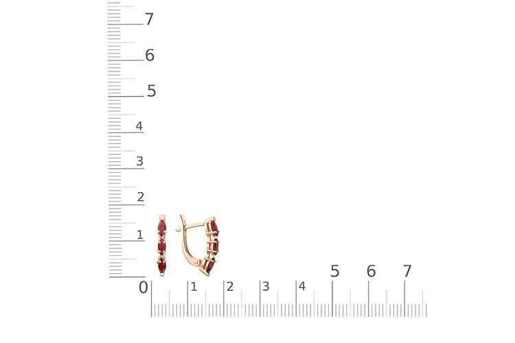 Серьги из красного золота с 6 рубинами