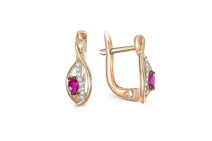 Серьги из красного золота с 2 рубинами и 16 бриллиантами