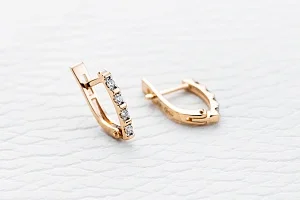 Серьги Дорожки из красного золота с 8 бриллиантами