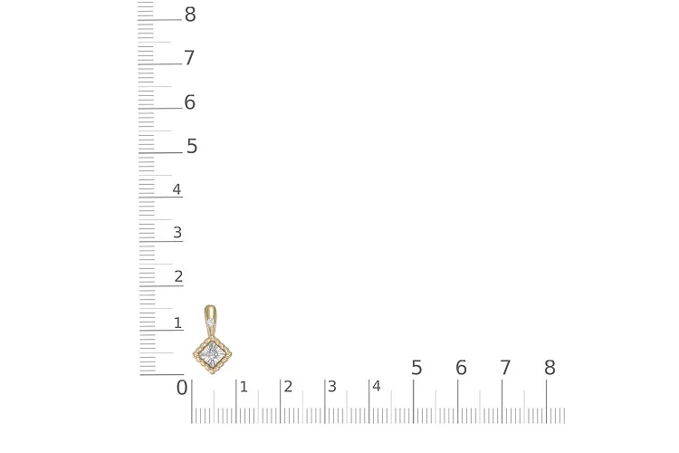 Подвеска Квадрат из жёлтого золота с 7 бриллиантами
