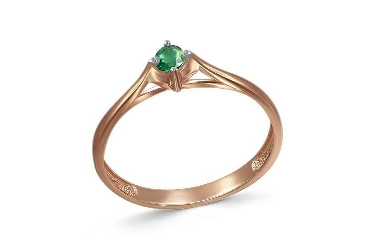 Кольцо из красного золота с изумрудом