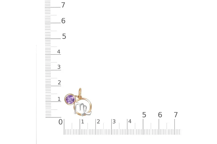 Подвеска Дева из красного золота с аметистом